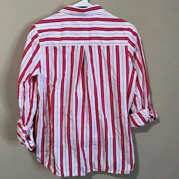 Harshman Striped Surplus Blouse In Red Stripe - Picture 3 of 7